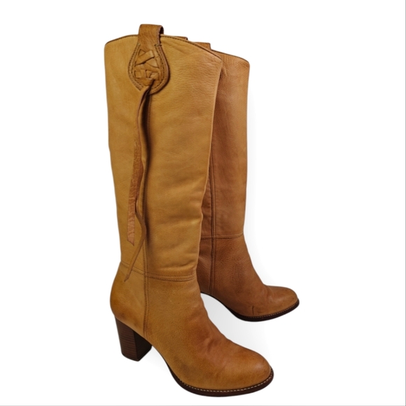 VTG COACH SELENA TAN LIGHT BROWN GENUINE LEATHER WESTERN BOOTS FRINGE SIZE 7B - Picture 1 of 12